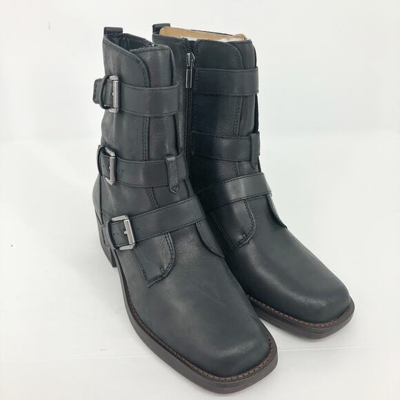 LUCKY BRAND Women's Katriny Boot 6 Black Leather Motorcycle Riding NWOB - Picture 3 of 11